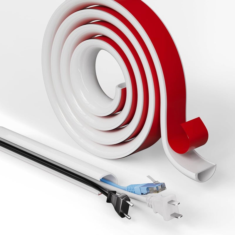 KAYLEINSTER 39" Cord Hider for Wall Mounted TV,Adhesive Cable Hider for Wall,Cord Covers Raceway Kit for Wires Hider,Flexible Silicone Cable Concealer for Home Office,W 1.08"× H 0.6" - Image 1